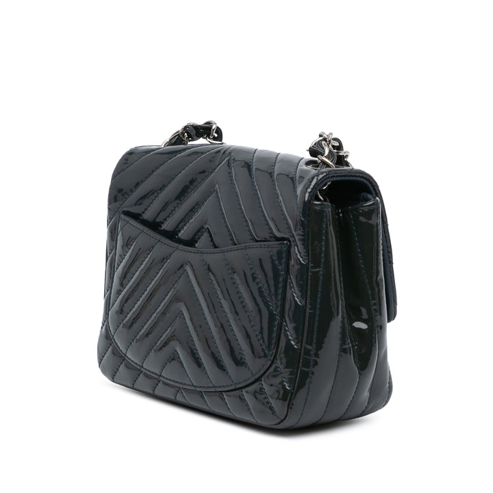 Chanel Classic Carré Chevron Rabat simple Mini Cuir