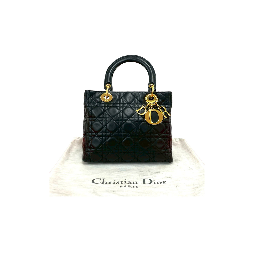 Dior Lady Dior Cannage Moyen Cuir d'agneau Noir – vue 10 – GABY PARIS