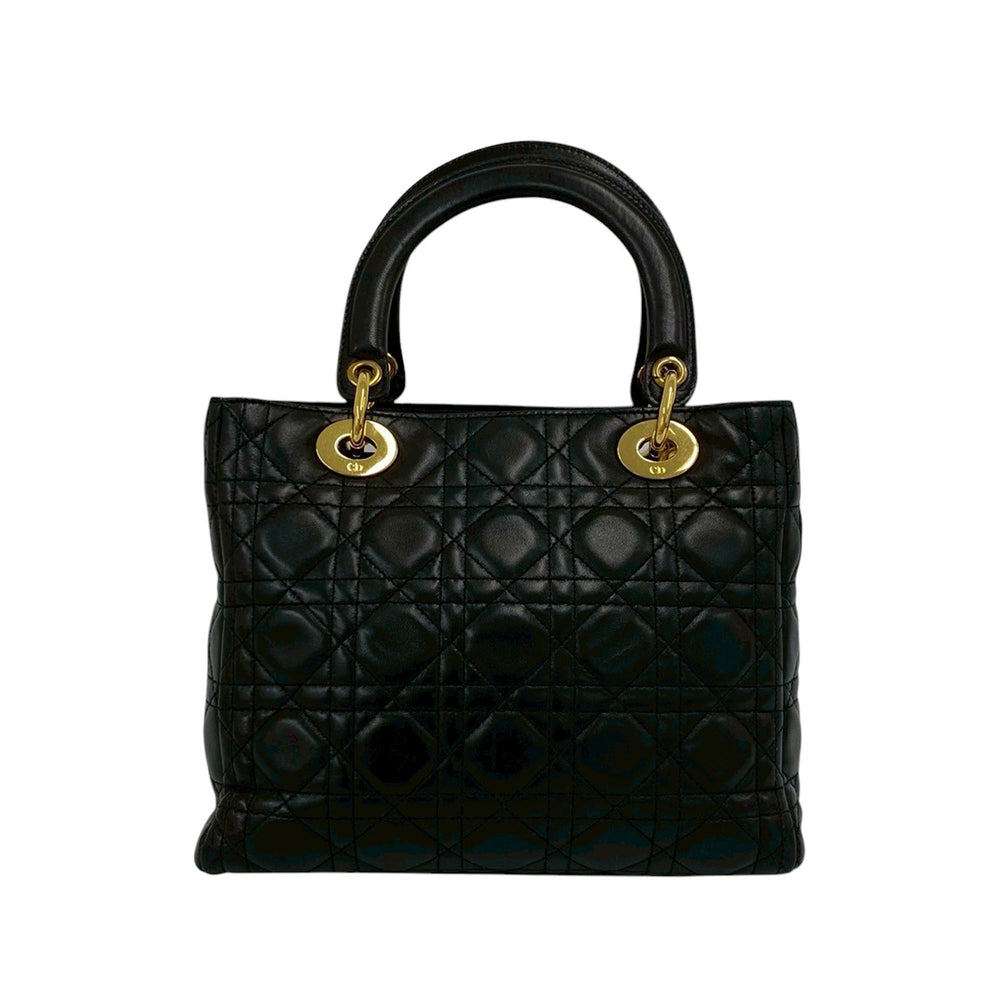 Dior Lady Dior Cannage Moyen Cuir d'agneau Noir – vue 2 – GABY PARIS