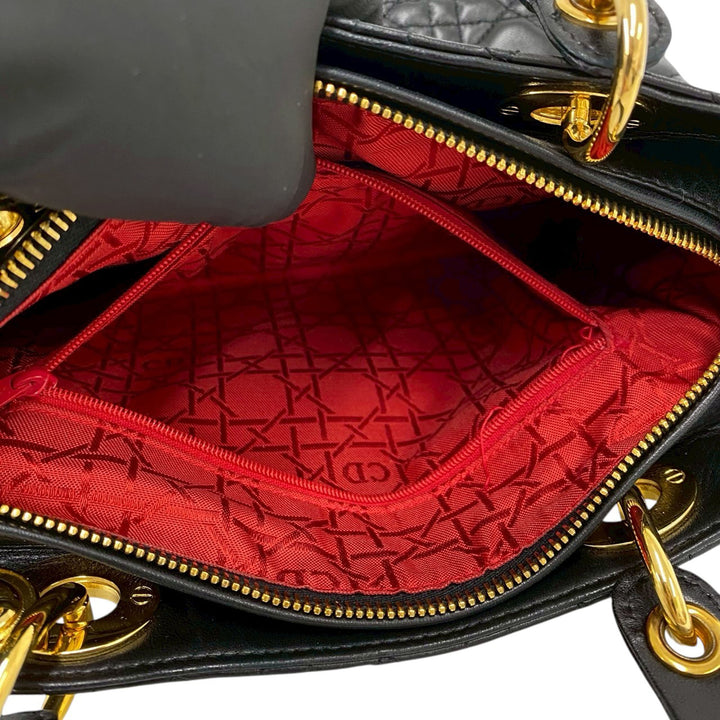 Dior Lady Dior Cannage Moyen Cuir d'agneau Noir – vue 4 – GABY PARIS
