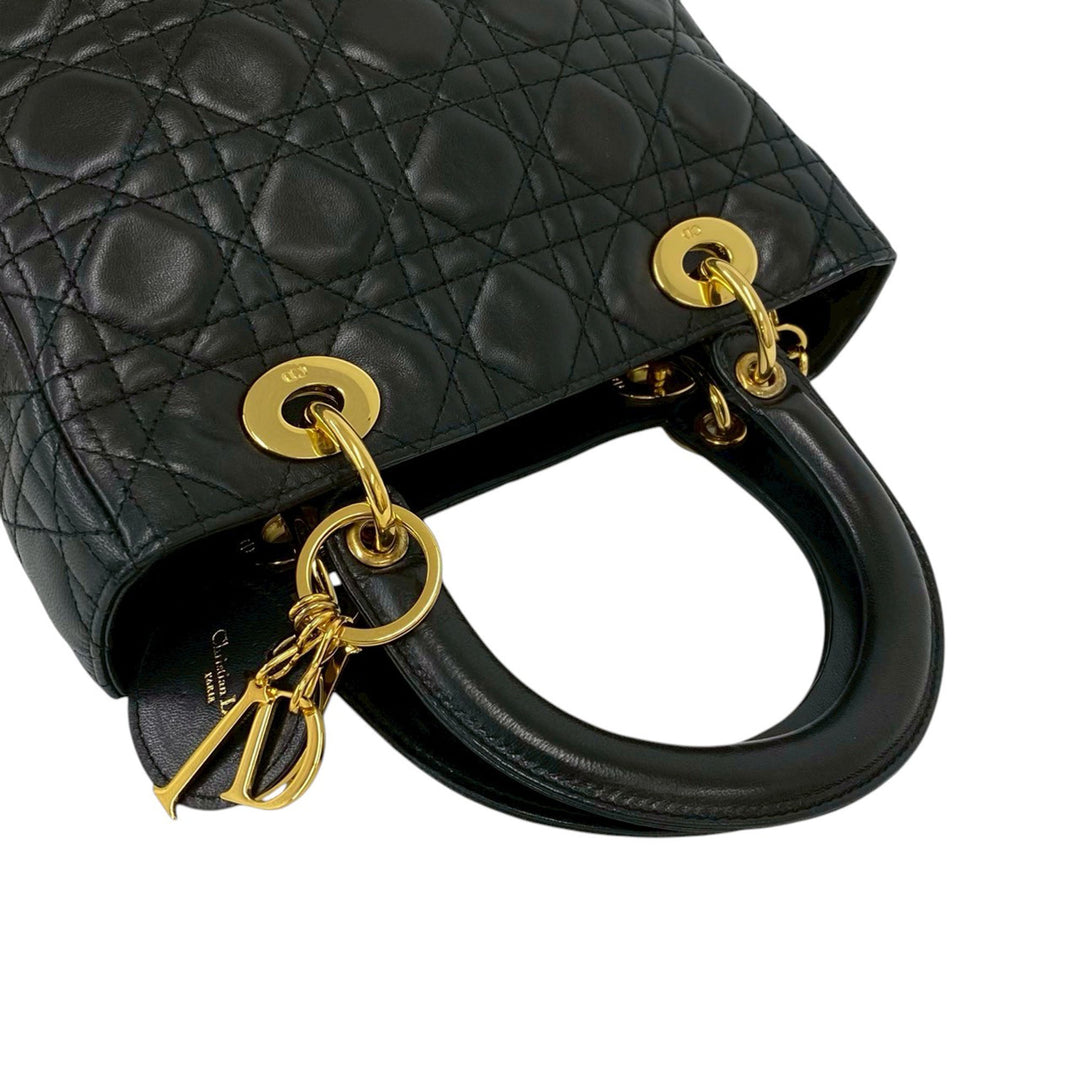 Dior Lady Dior Cannage Moyen Cuir d'agneau Noir – vue 7 – GABY PARIS