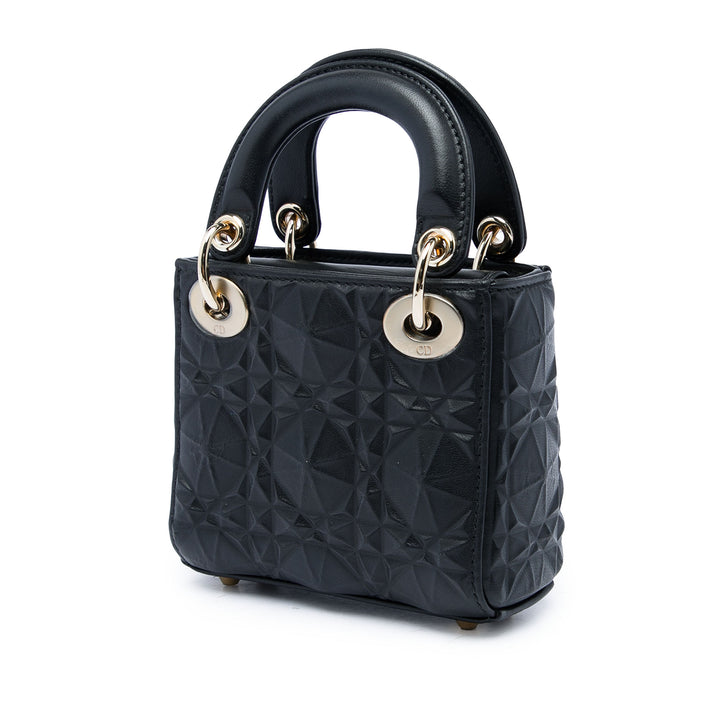 Dior Lady Dior Cannage Diamond Micro Cuir de veau Noir – vue 2 – GABY PARIS