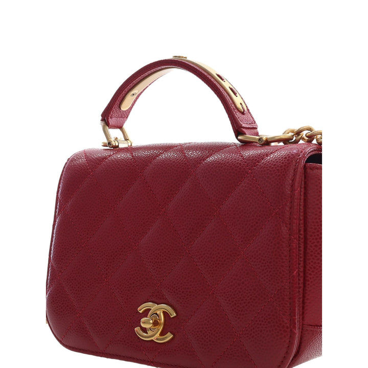 Chanel Sac à main Matelassé Carry Chic à rabat Mini Cuir d'agneau Rouge – vue 13 – GABY PARIS