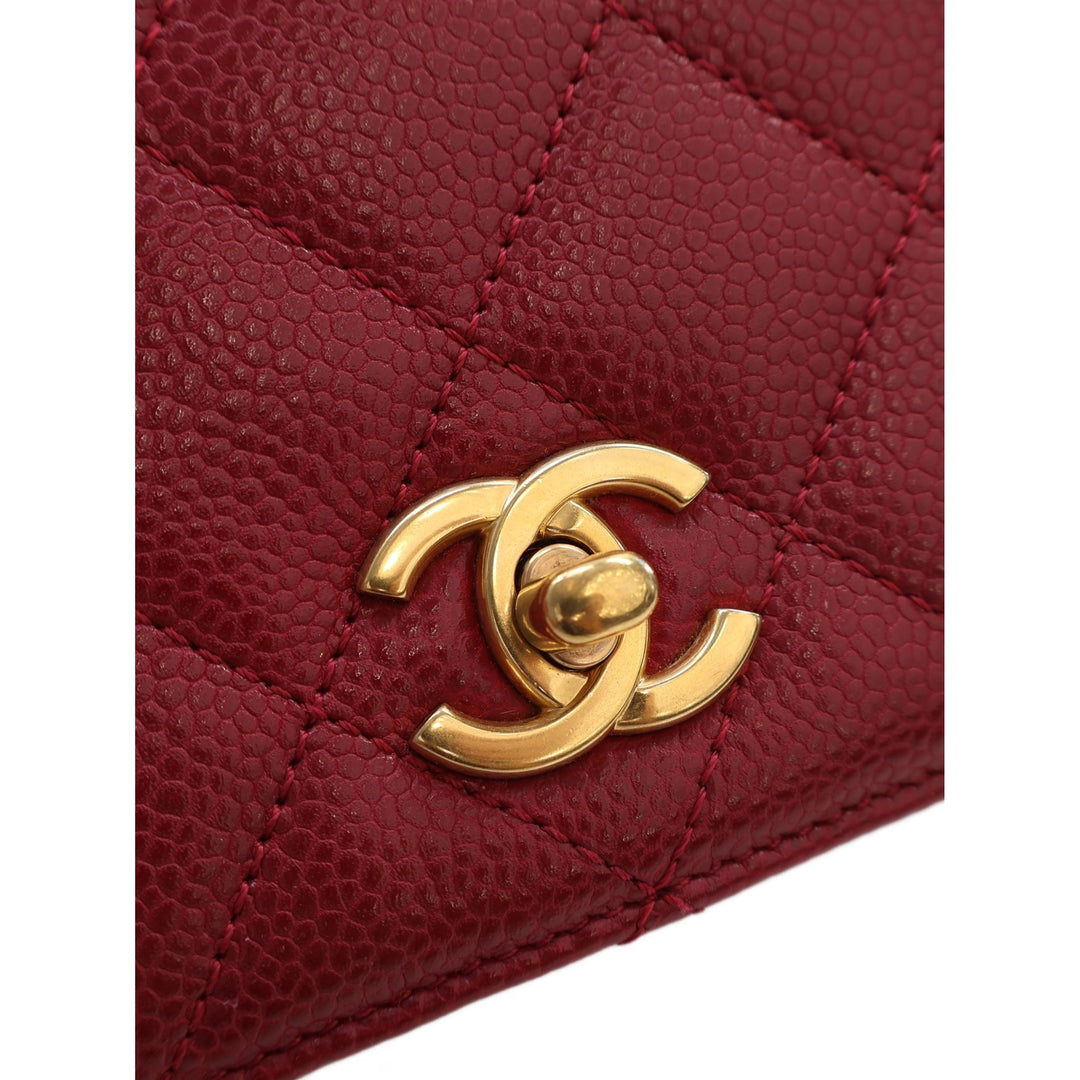 Chanel Sac à main Matelassé Carry Chic à rabat Mini Cuir d'agneau Rouge – vue 4 – GABY PARIS