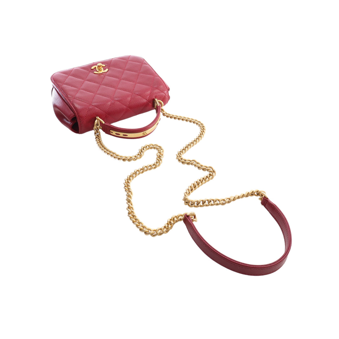 Chanel Sac à main Matelassé Carry Chic à rabat Mini Cuir d'agneau Rouge – vue 7 – GABY PARIS