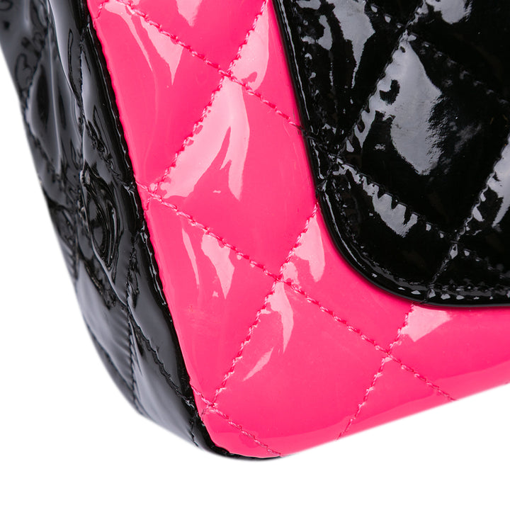 Mini Rectangular Classic Bicolor Patent Single Flap Pink - Gaby Paris