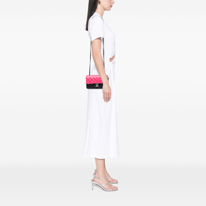 Mini Rectangular Classic Bicolor Patent Single Flap Pink - Gaby Paris