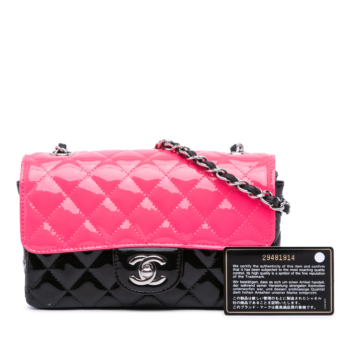 Mini Rectangular Classic Bicolor Patent Single Flap Pink - Gaby Paris