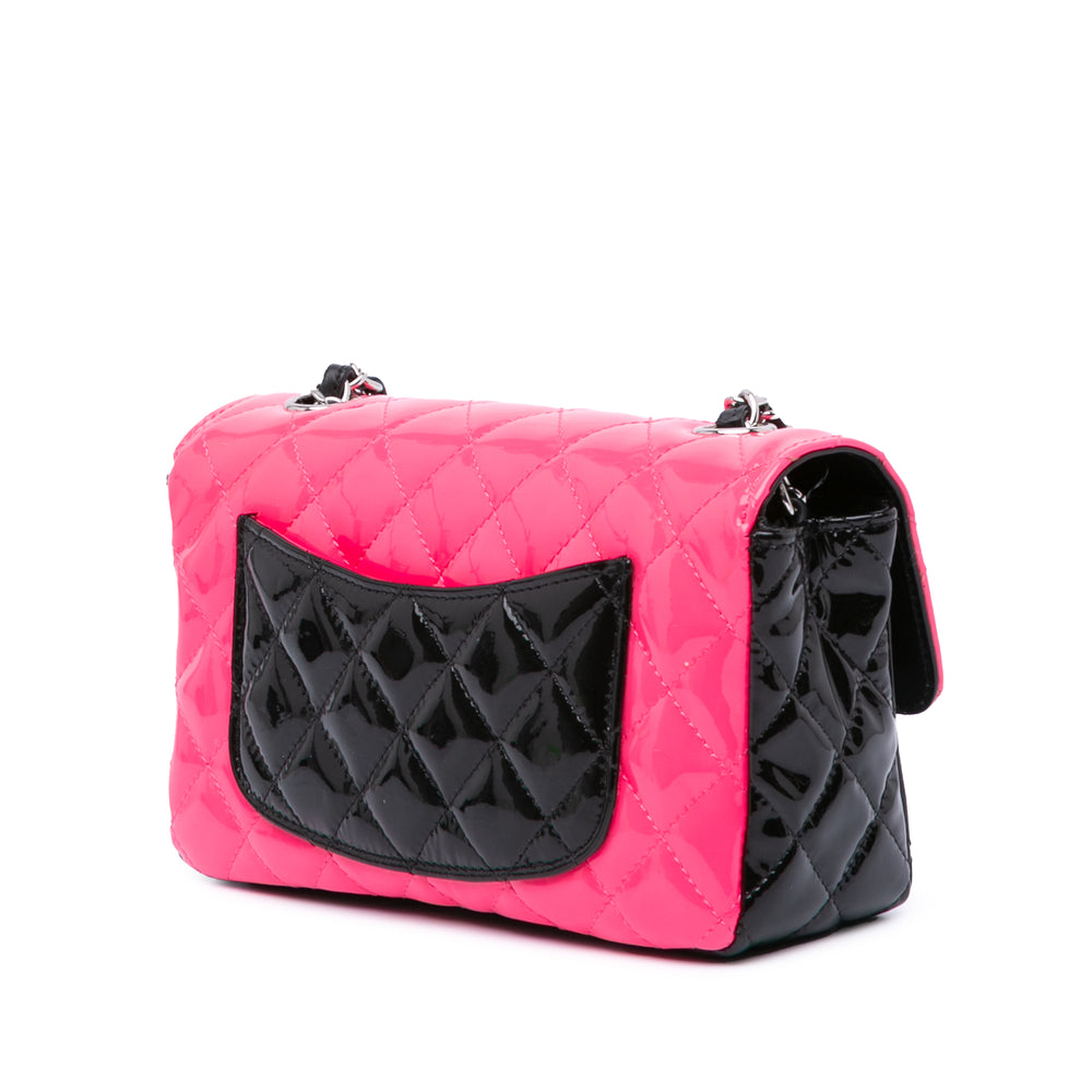 Mini Rectangular Classic Bicolor Patent Single Flap Pink - Gaby Paris