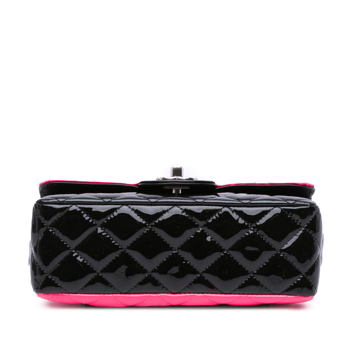 Mini Rectangular Classic Bicolor Patent Single Flap Pink - Gaby Paris