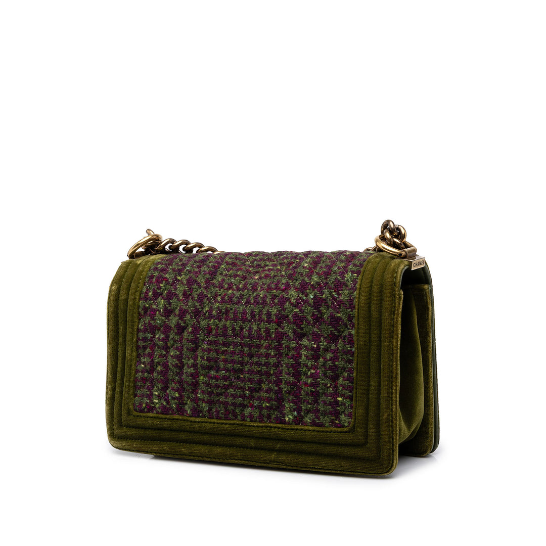 Chanel Sac bandoulière Boy à rabat Tweed Moyen Vert – vue 2 – GABY PARIS