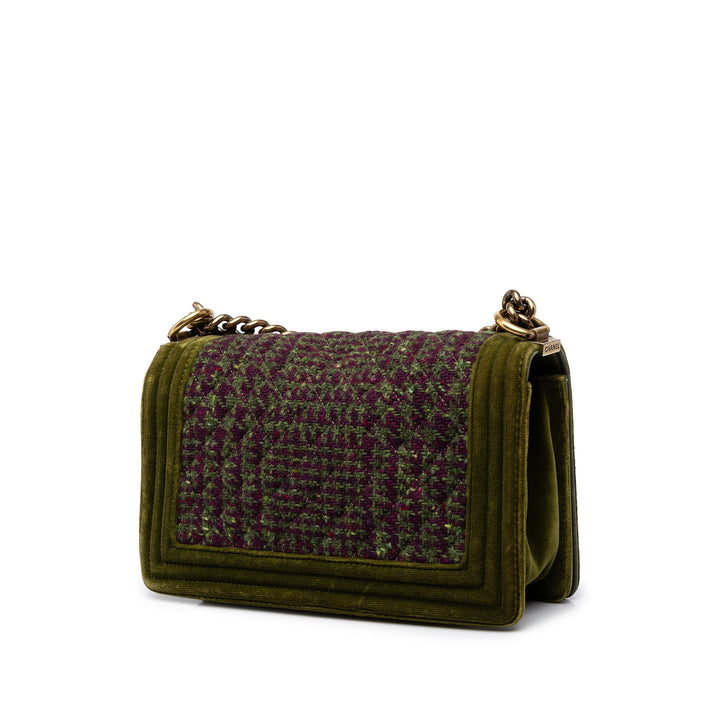 Chanel Sac bandoulière Boy à rabat Tweed Moyen Vert – vue 2 – GABY PARIS