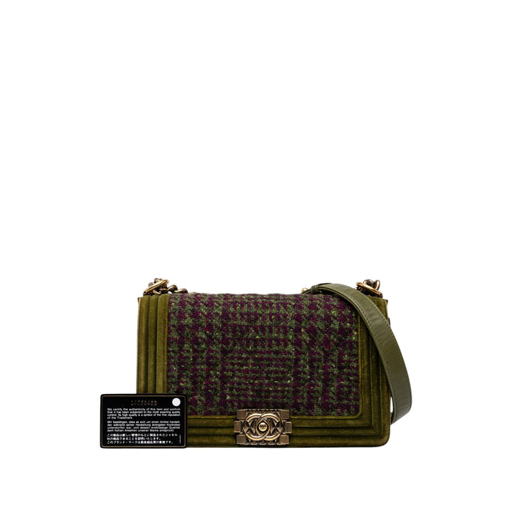 Chanel Sac bandoulière Boy à rabat Tweed Moyen Vert – vue 7 – GABY PARIS