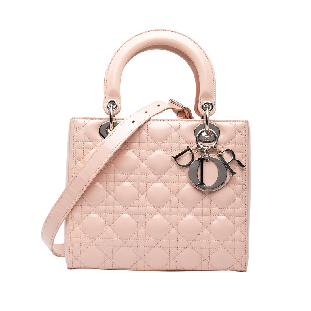 Dior Sac à main Lady Dior Cannage Moyen Rose – vue principale – GABY PARIS