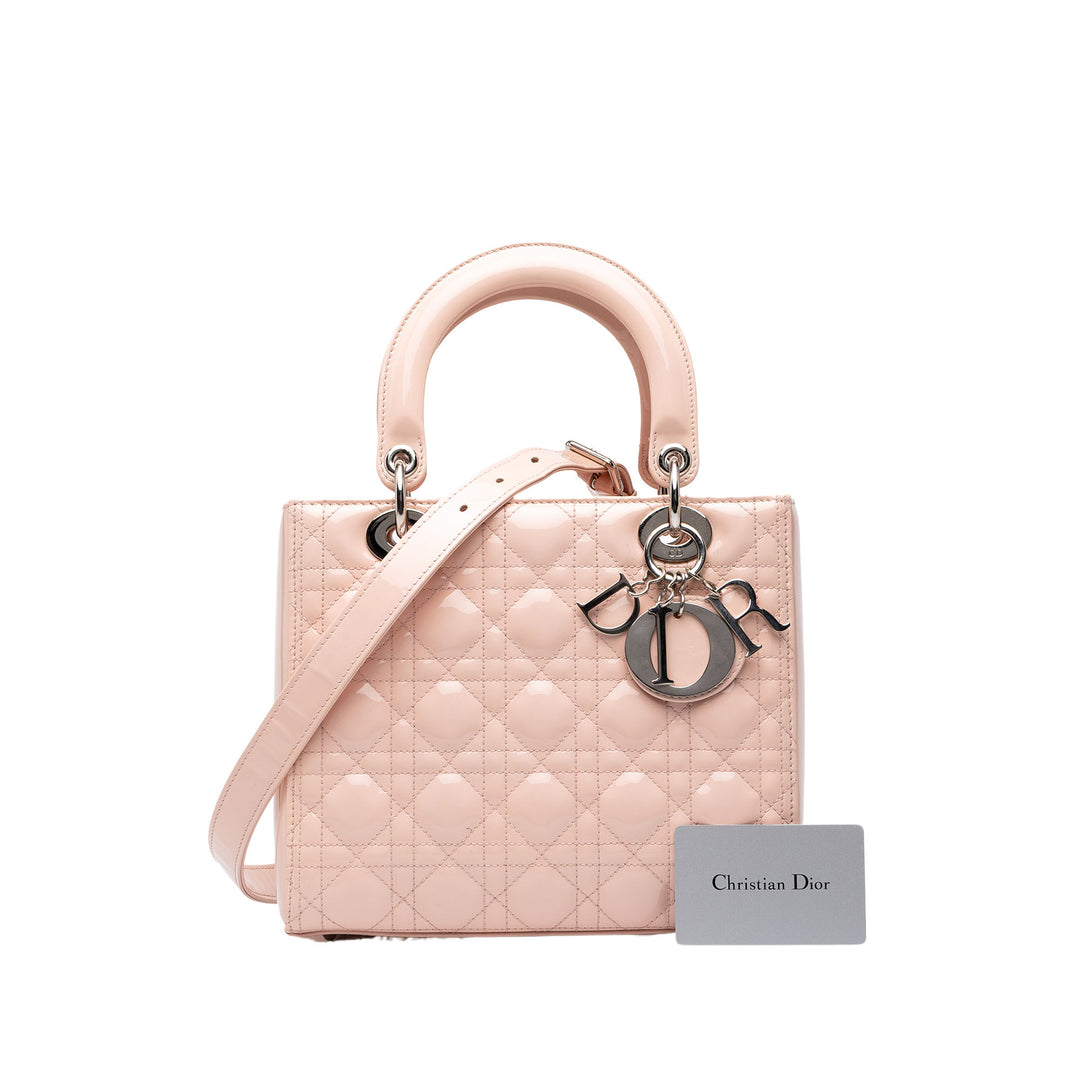 Dior Sac à main Lady Dior Cannage Moyen Rose – vue 7 – GABY PARIS