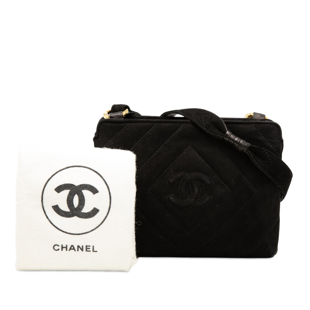 Chanel CC Diamond Matelassé Daim Sac porté croisé