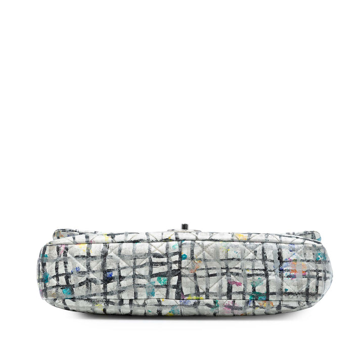 Chanel Medium Cuir de veau Hand Painted Graffiti à rabat