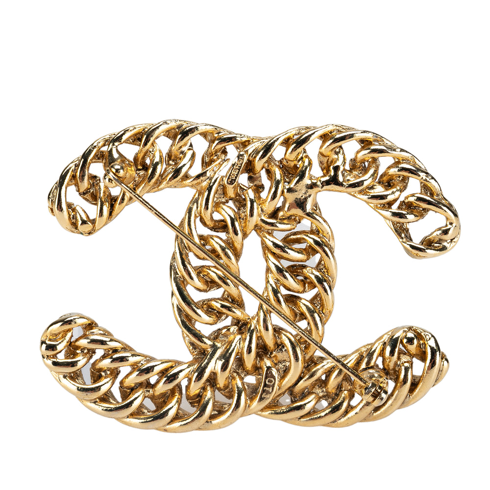 Gold Plated CC Chain Brooch Gold - Gaby Paris