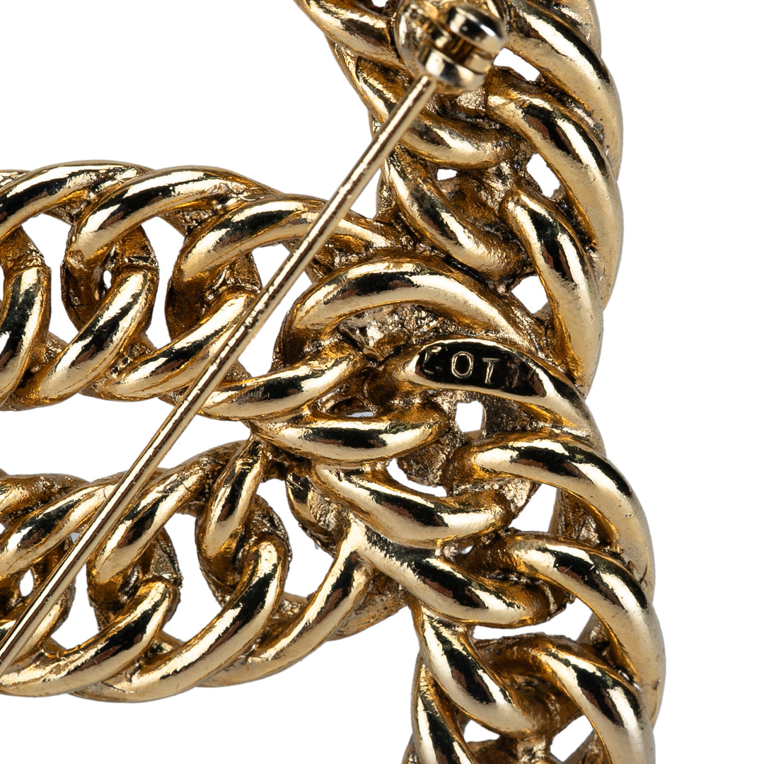 Gold Plated CC Chain Brooch Gold - Gaby Paris