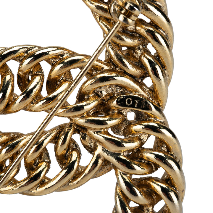 Gold Plated CC Chain Brooch Gold - Gaby Paris