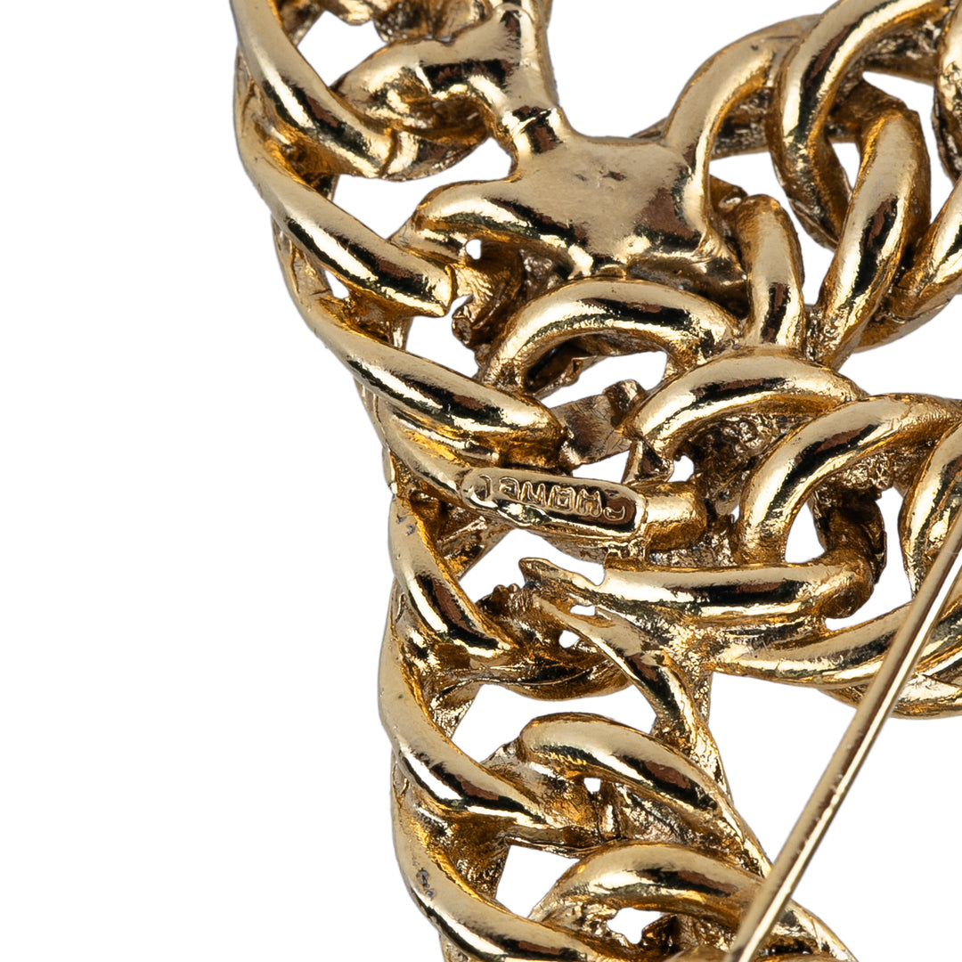 Gold Plated CC Chain Brooch Gold - Gaby Paris