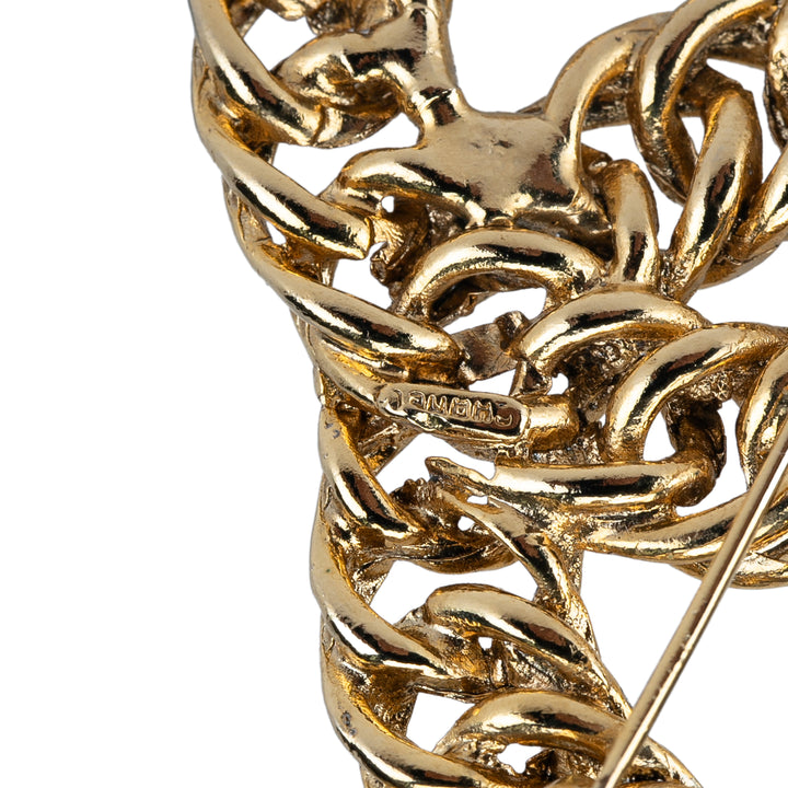 Gold Plated CC Chain Brooch Gold - Gaby Paris