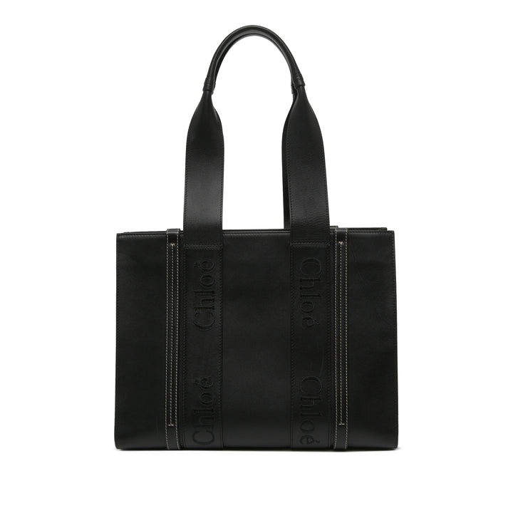 Chloé Cabas Woody Moyen Cuir de veau Noir – vue principale – GABY PARIS