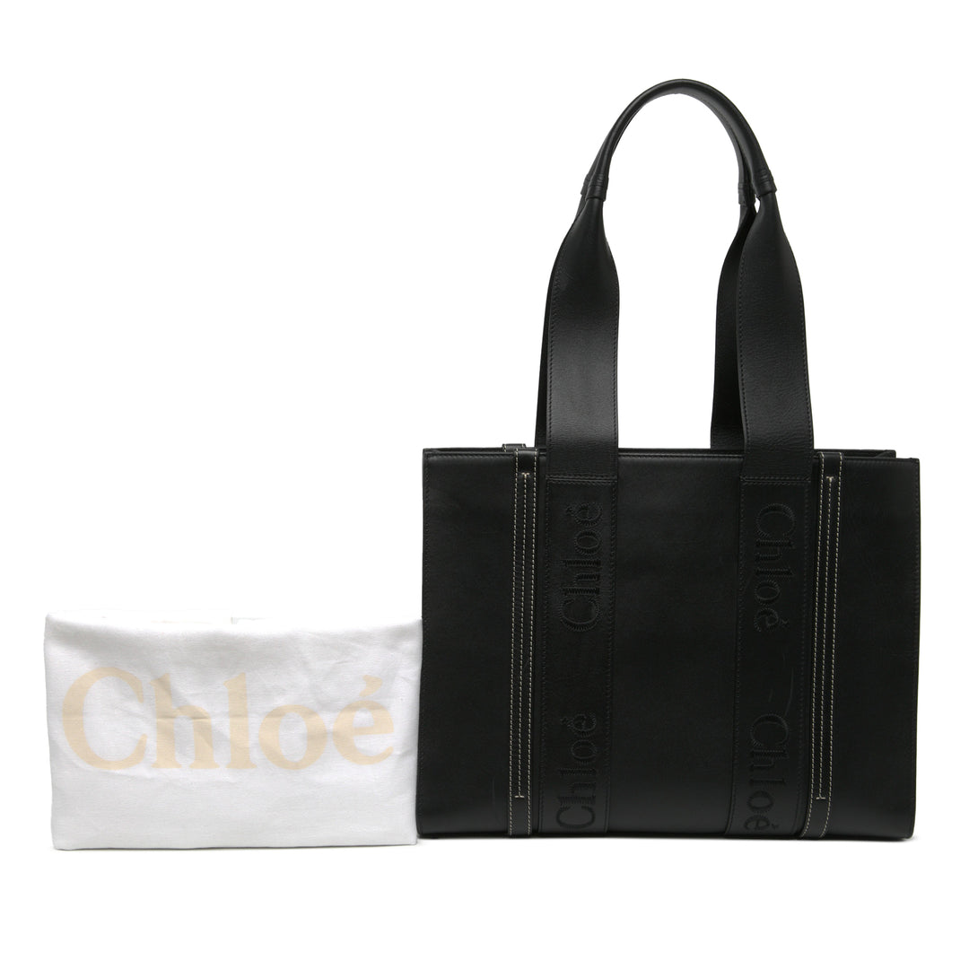Chloé Cabas Woody Moyen Cuir de veau Noir – vue 6 – GABY PARIS