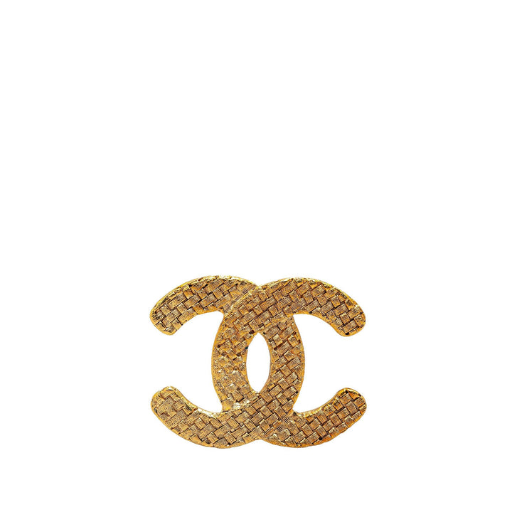 Gold Plated CC Quilted Brooch Gold - Gaby Paris