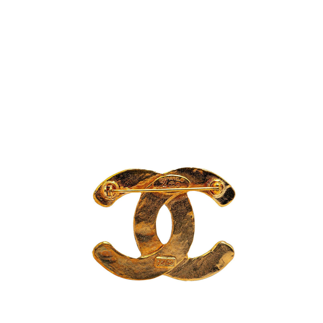 Gold Plated CC Quilted Brooch Gold - Gaby Paris