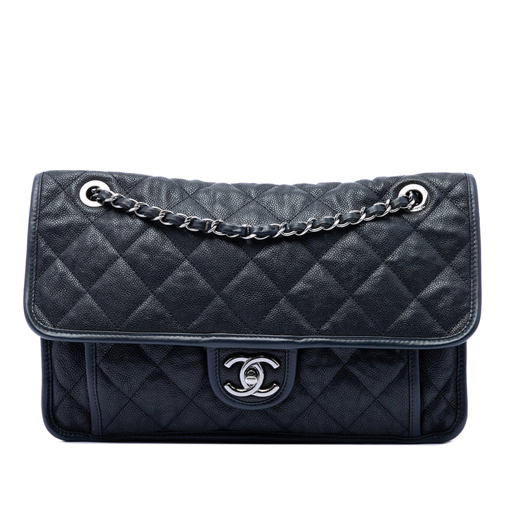 Chanel Matelassé French Riviera à rabat Moyen Cuir caviar