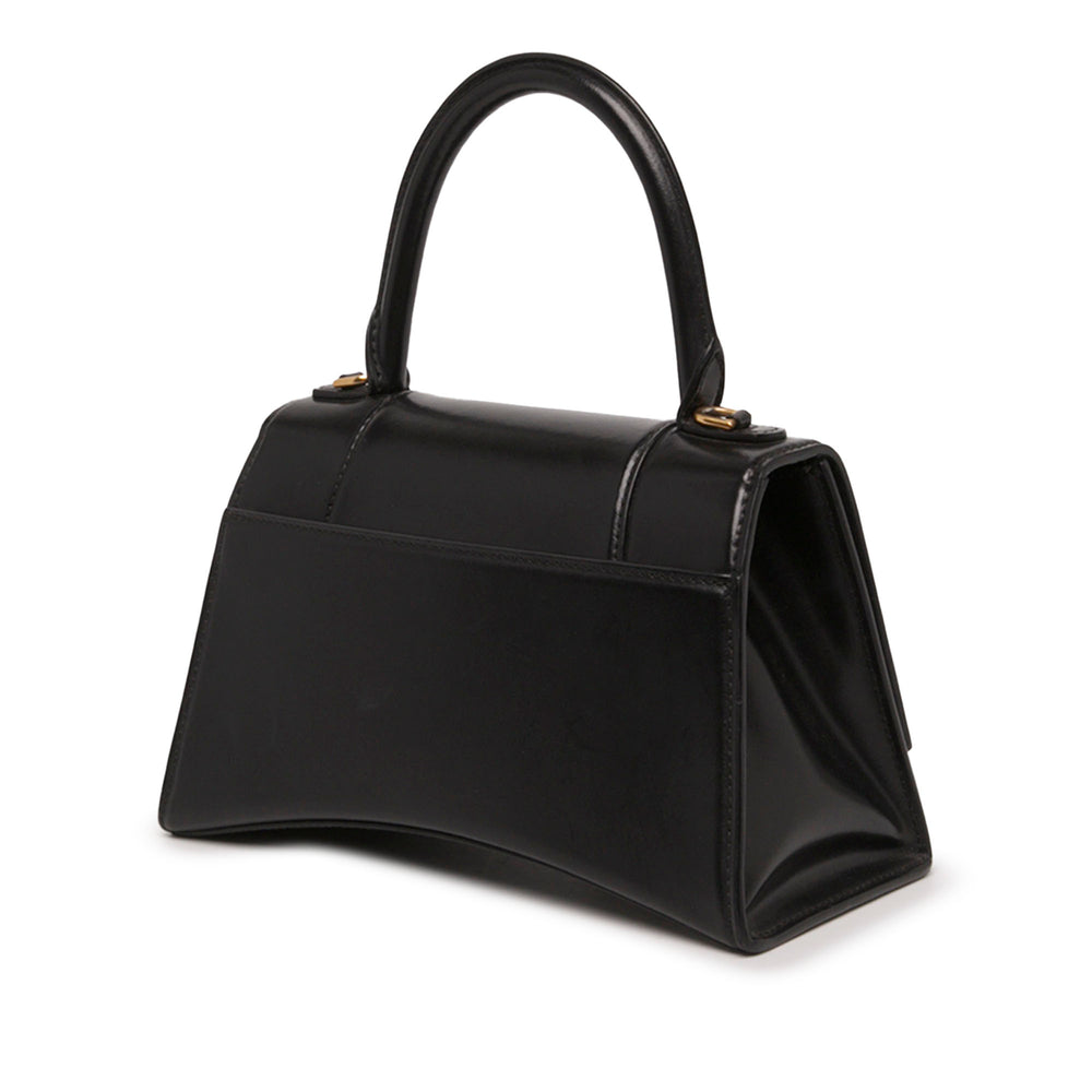 Balenciaga Sac à main brillant Box Hourglass à Petit Cuir de veau Noir – vue 2 – GABY PARIS