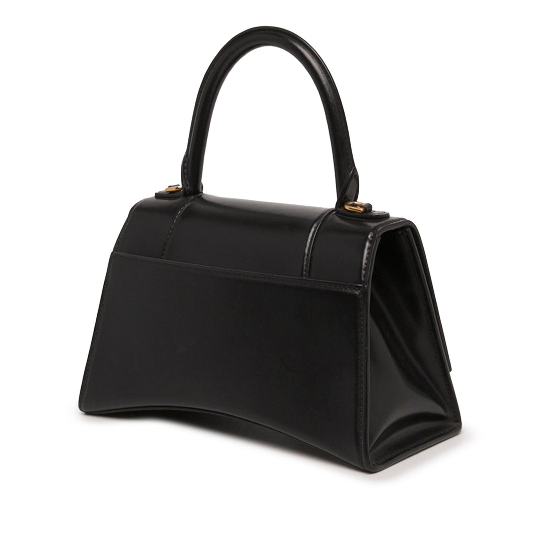 Balenciaga Sac à main brillant Box Hourglass à Petit Cuir de veau Noir – vue 2 – GABY PARIS
