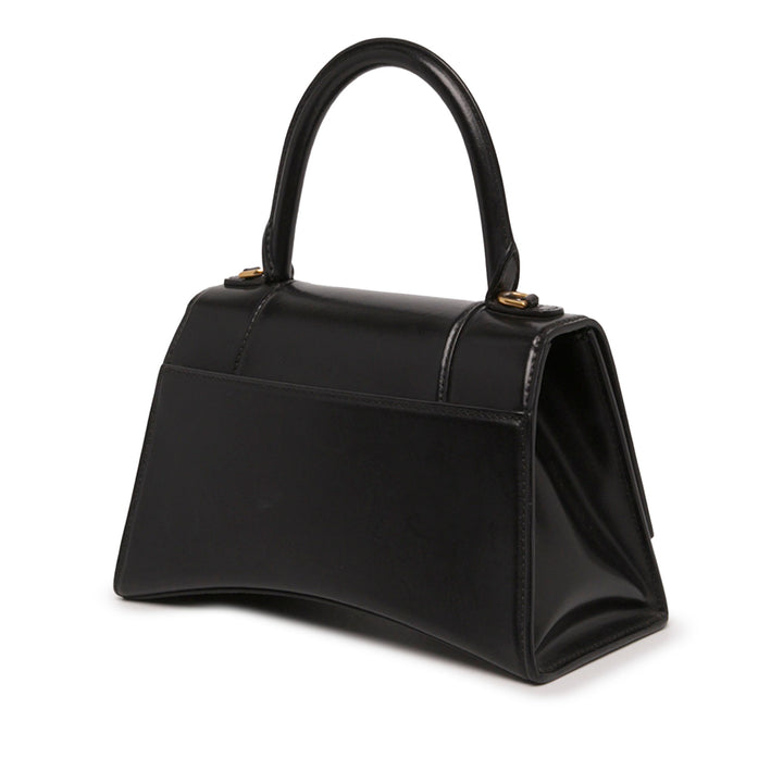 Balenciaga Sac à main brillant Box Hourglass à Petit Cuir de veau Noir – vue 2 – GABY PARIS