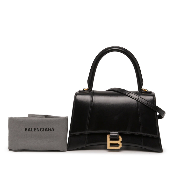 Balenciaga Sac à main brillant Box Hourglass à Petit Cuir de veau Noir – vue 6 – GABY PARIS