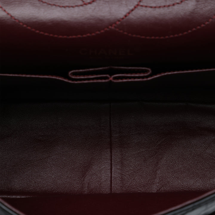 Matelassé vieilli Reissue 2.55 Double rabat 227 Cuir de veau Noir