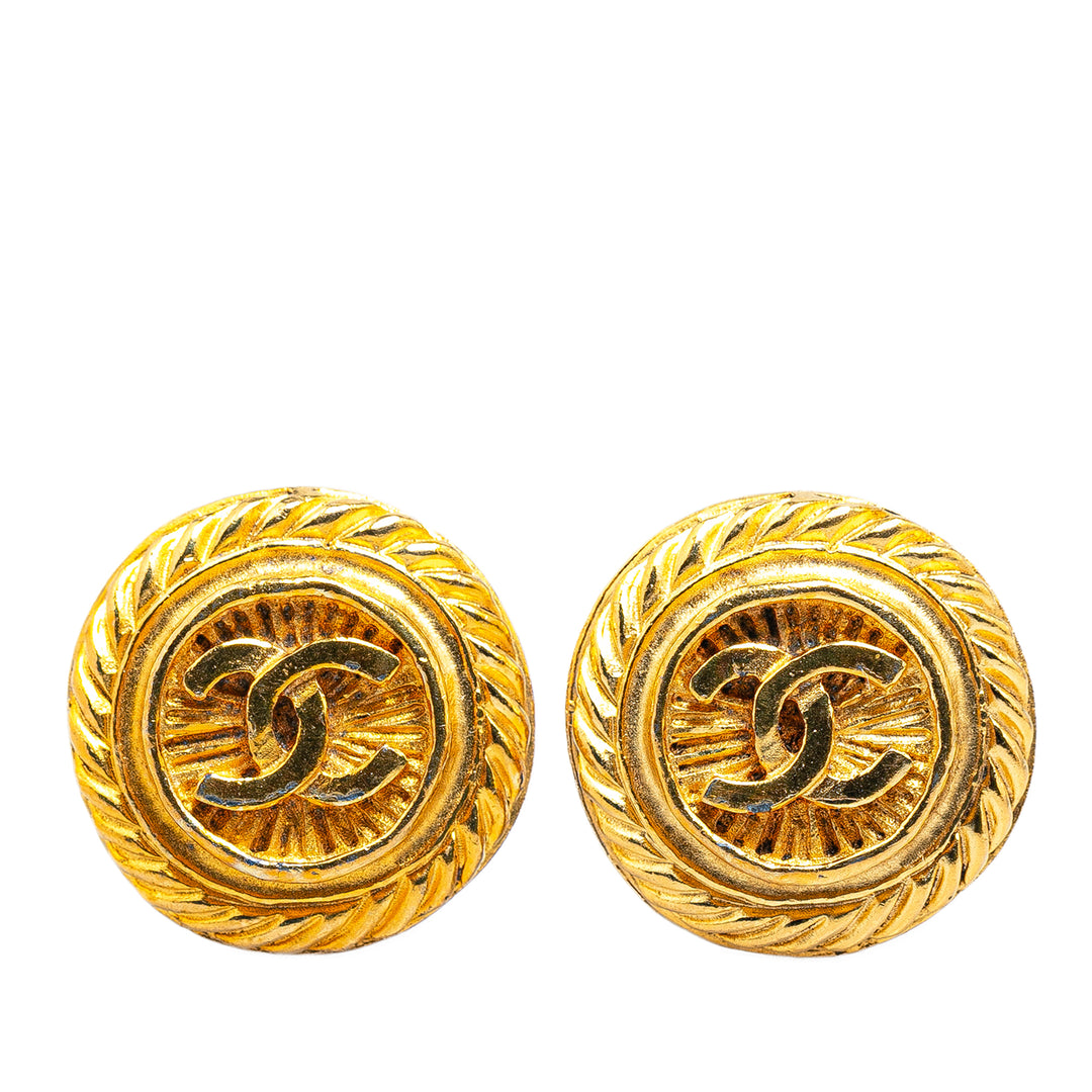Gold Plated CC Clip On Earrings Gold - Gaby Paris