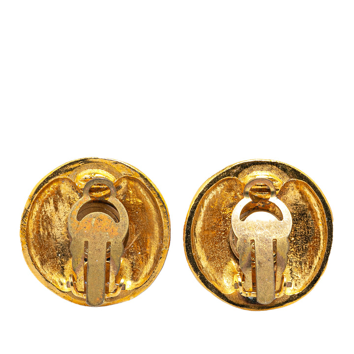 Gold Plated CC Clip On Earrings Gold - Gaby Paris