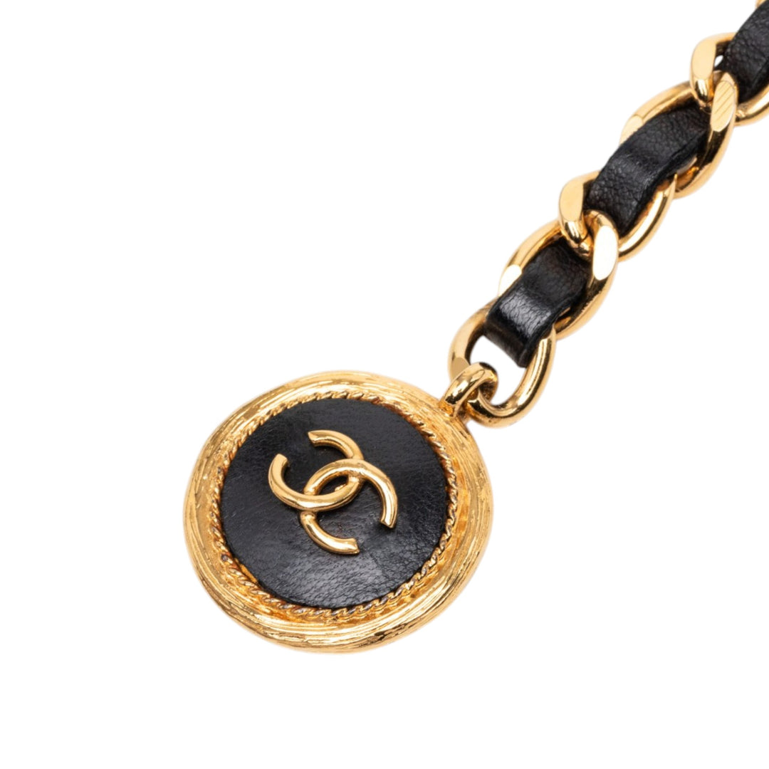Chanel plaqué Cuir Woven Chain Medallion Belt