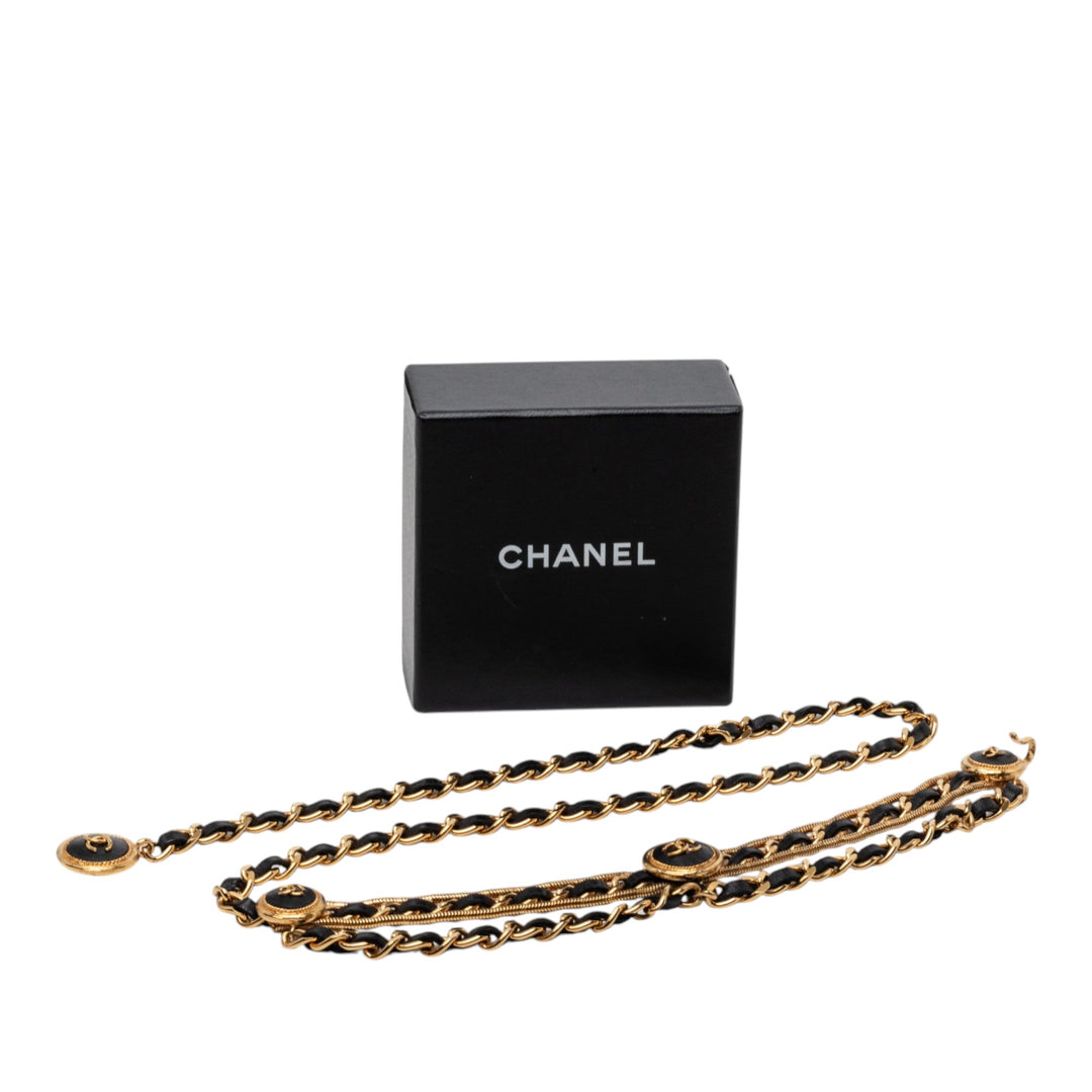 Chanel plaqué Cuir Woven Chain Medallion Belt
