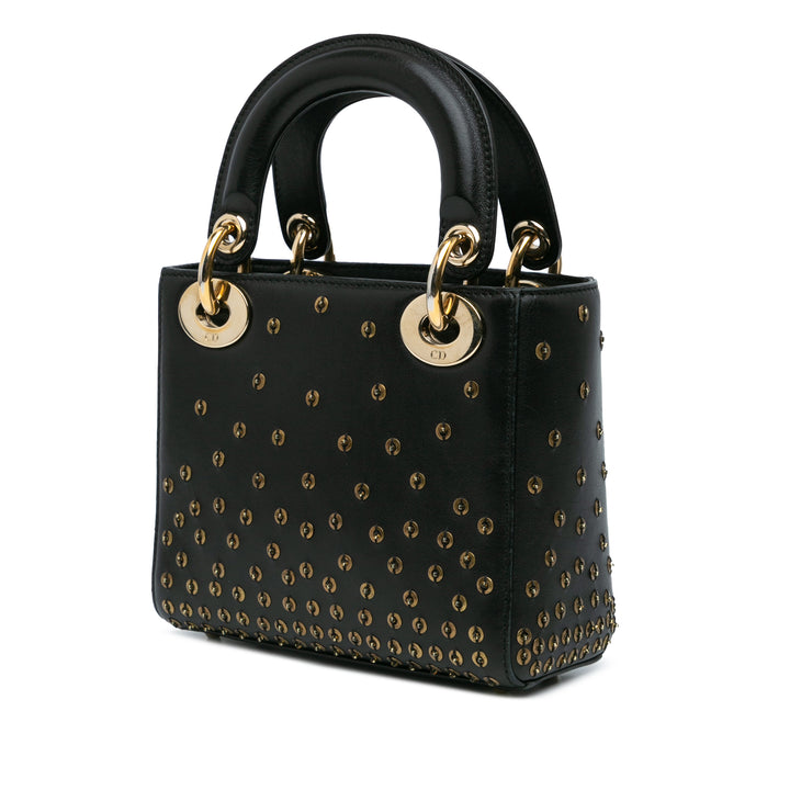 Mini Calfskin Embellished Lady Dior Black - Gaby Paris