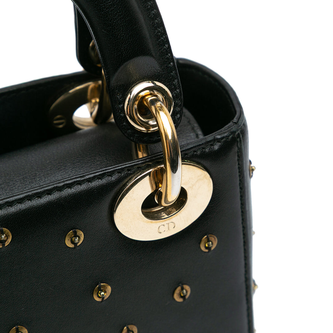 Mini Calfskin Embellished Lady Dior Black - Gaby Paris