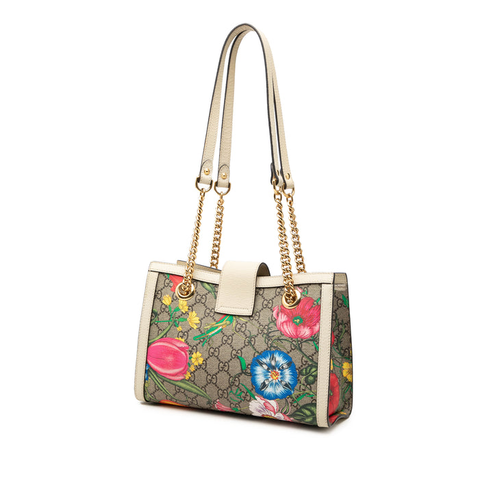 Gucci Small GG Supreme Flora Padlock Cabas
