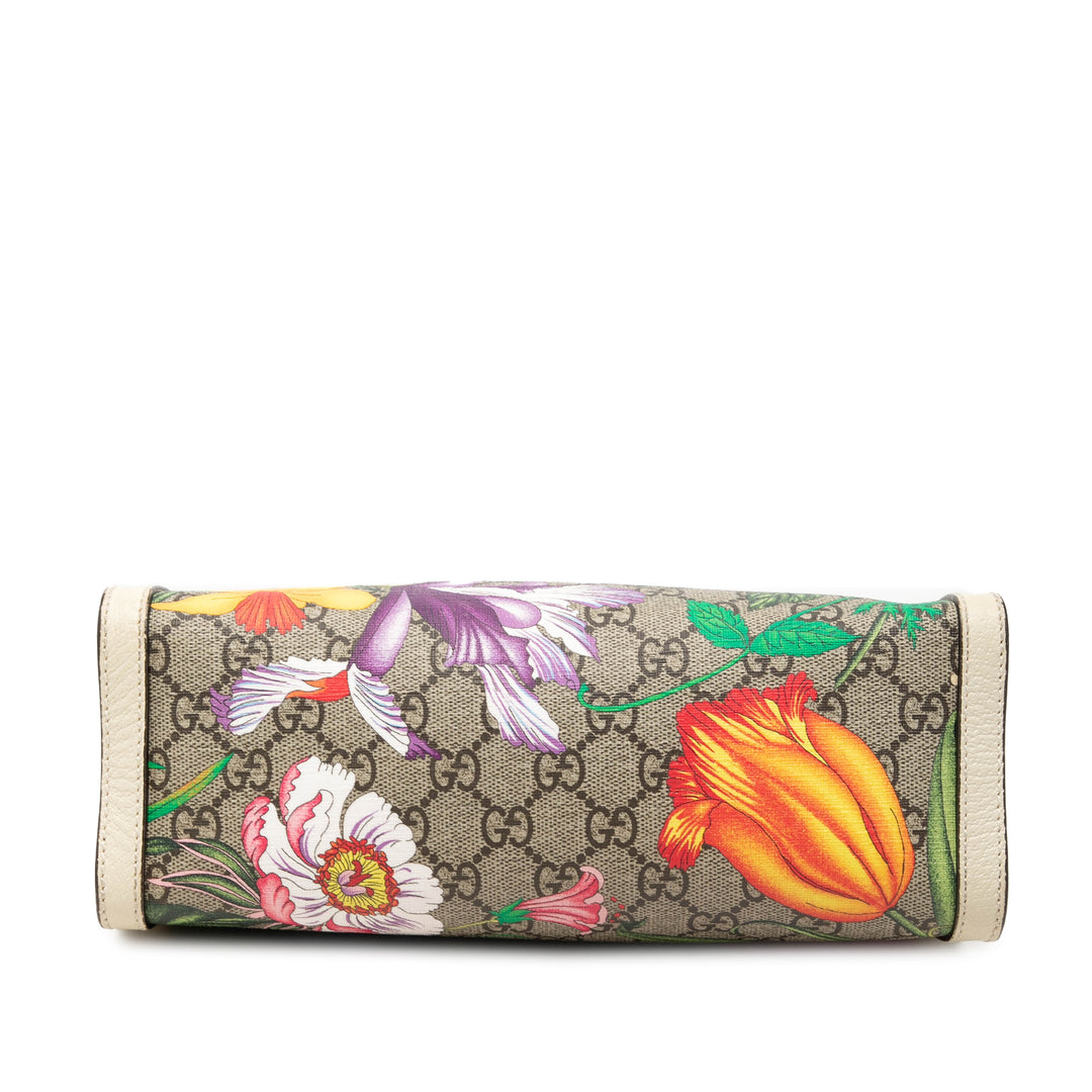 Gucci Small GG Supreme Flora Padlock Cabas