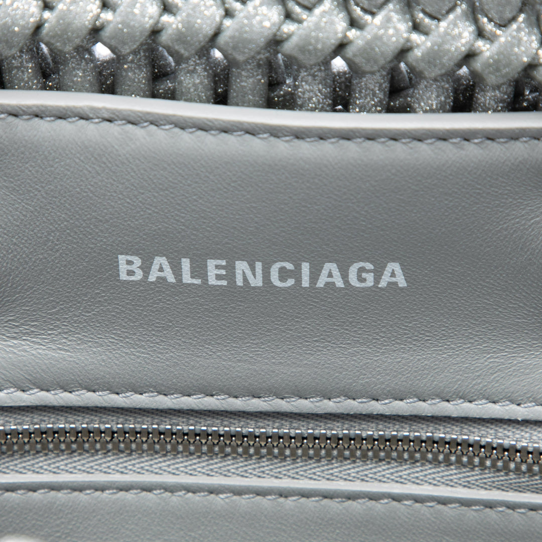 Balenciaga Metallic Faux Cuir Bistro Basket Sac XXS