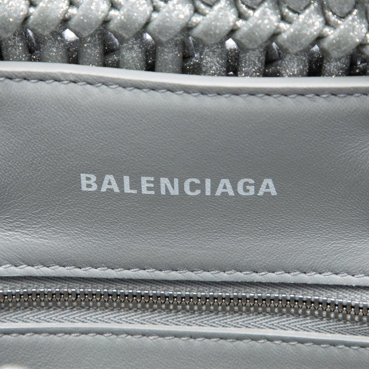 Balenciaga Metallic Faux Cuir Bistro Basket Sac XXS