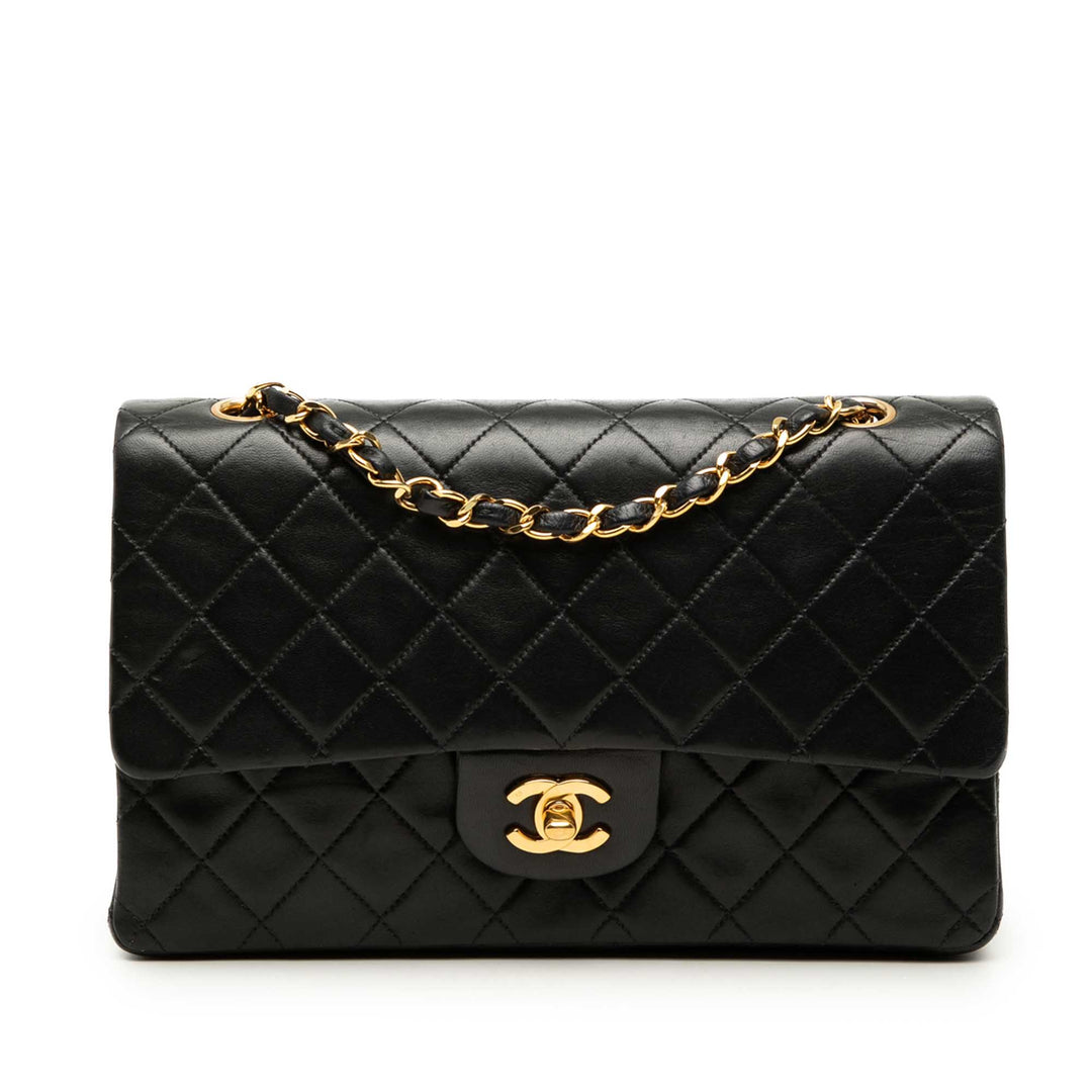 Classic Double rabat Moyen Cuir d'agneau Noir
