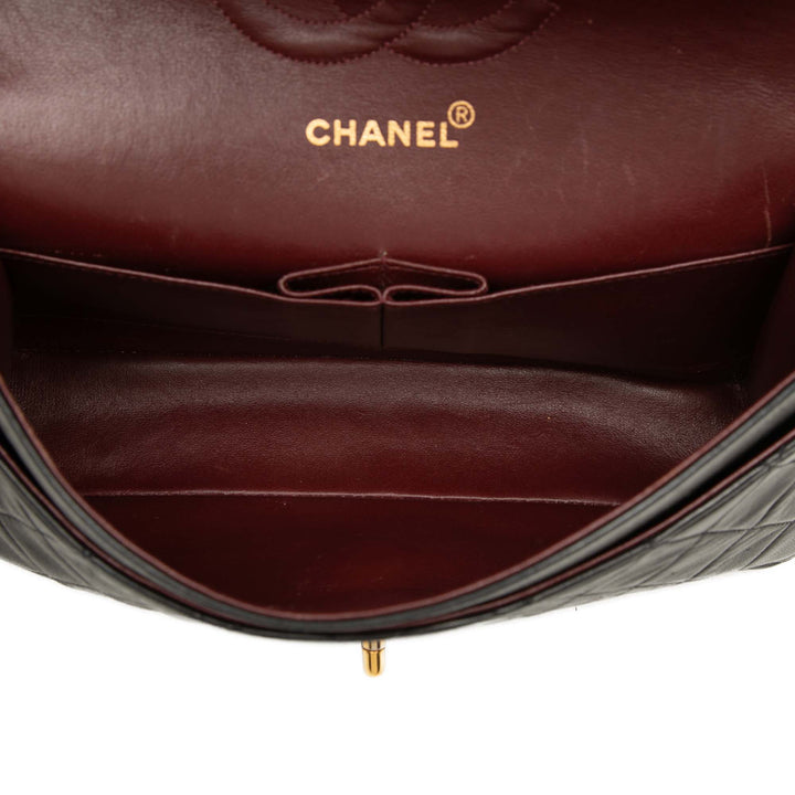 Classic Double rabat Moyen Cuir d'agneau Noir