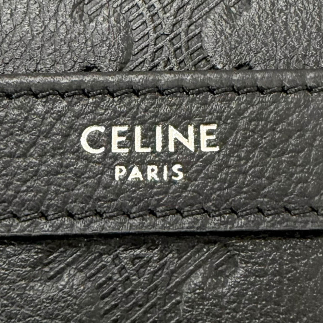Celine Sac bandoulière Triomphe embossé Messenger Moyen Cuir de veau Noir – vue 5 – GABY PARIS