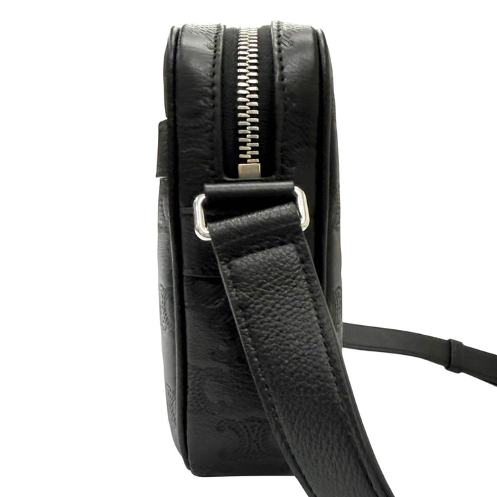 Celine Sac bandoulière Triomphe embossé Messenger Moyen Cuir de veau Noir – vue 8 – GABY PARIS